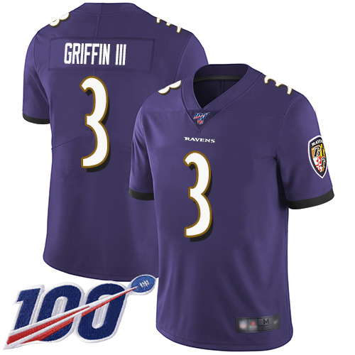 Baltimore Ravens Limited Purple Men Robert Griffin III Home Jersey NFL Football #3 100th Season Vapor Untouchable